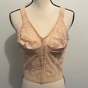 Exquisite Form 38C Vintage Longline Lace Bodice Posture Bra in Nude Corsette